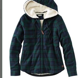 Women's Scotch Plaid Flannel Shirt, Sherpa-Lined Zip Hoodie